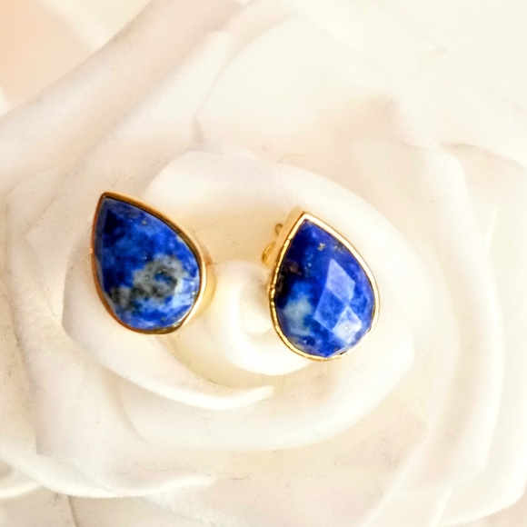 Artisan Jewelry - Lapis Lazuli pear earrings
